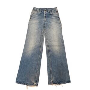 Vintage Rare HASH Wide Leg Bell Bottom High Rise Jeans Superman Patch Y2K 32x36